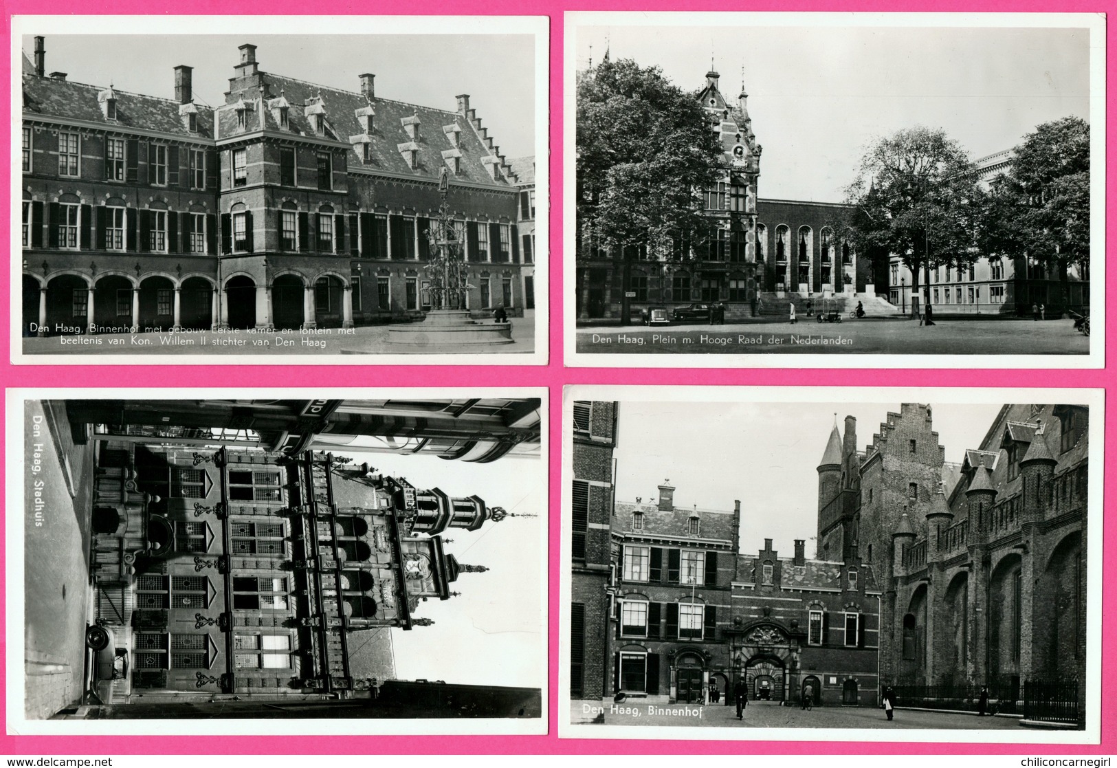 4 Cp - Den Haag - Binnenhof - Stadhuis - Fontein - Plein M. Hooge Raad - Vieille Voiture - Animée - Edit. HEMA - Den Haag ('s-Gravenhage)