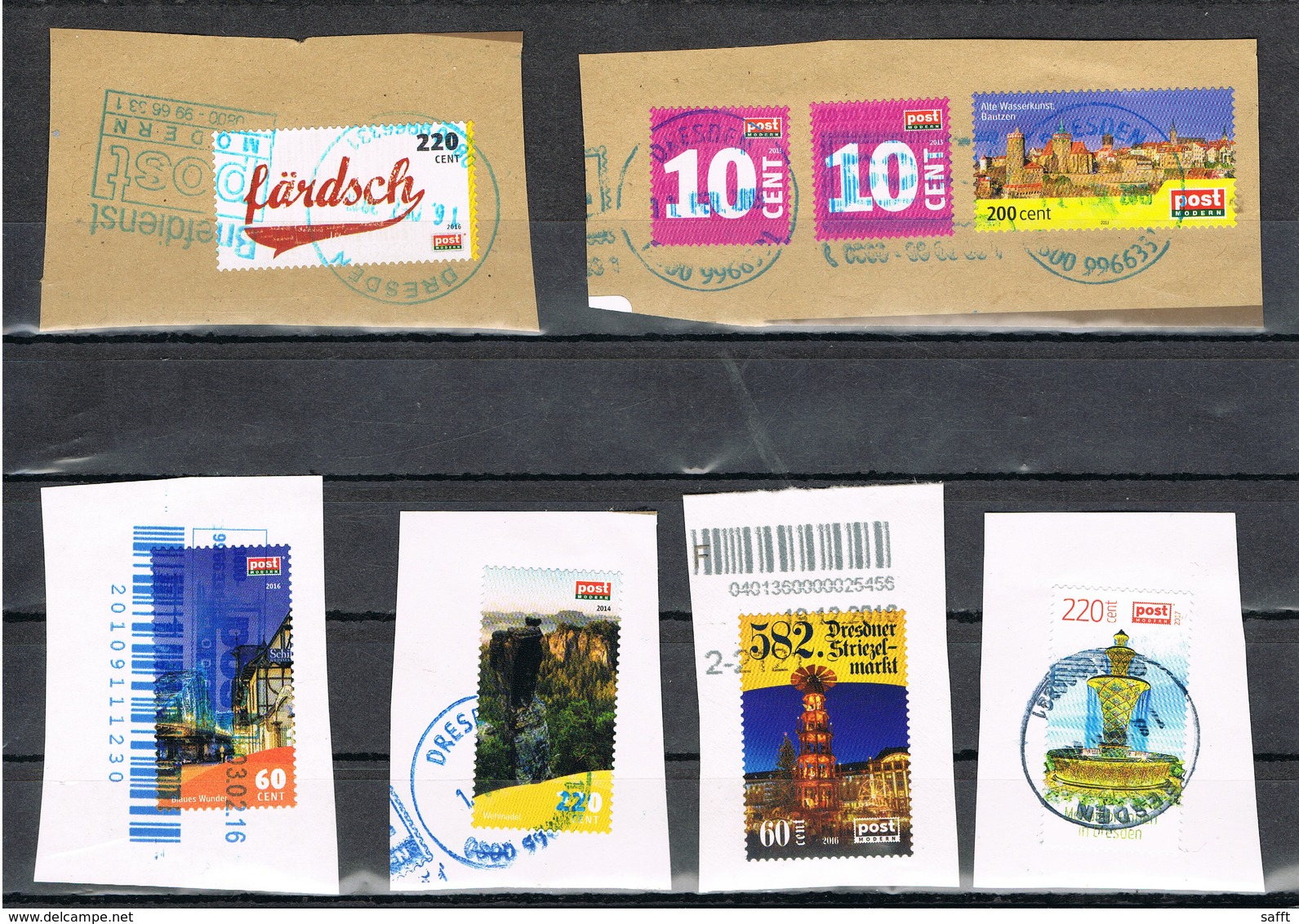 Lot Privatpost Dresden, 6 Briefausschnitte PostModern - Privées & Locales