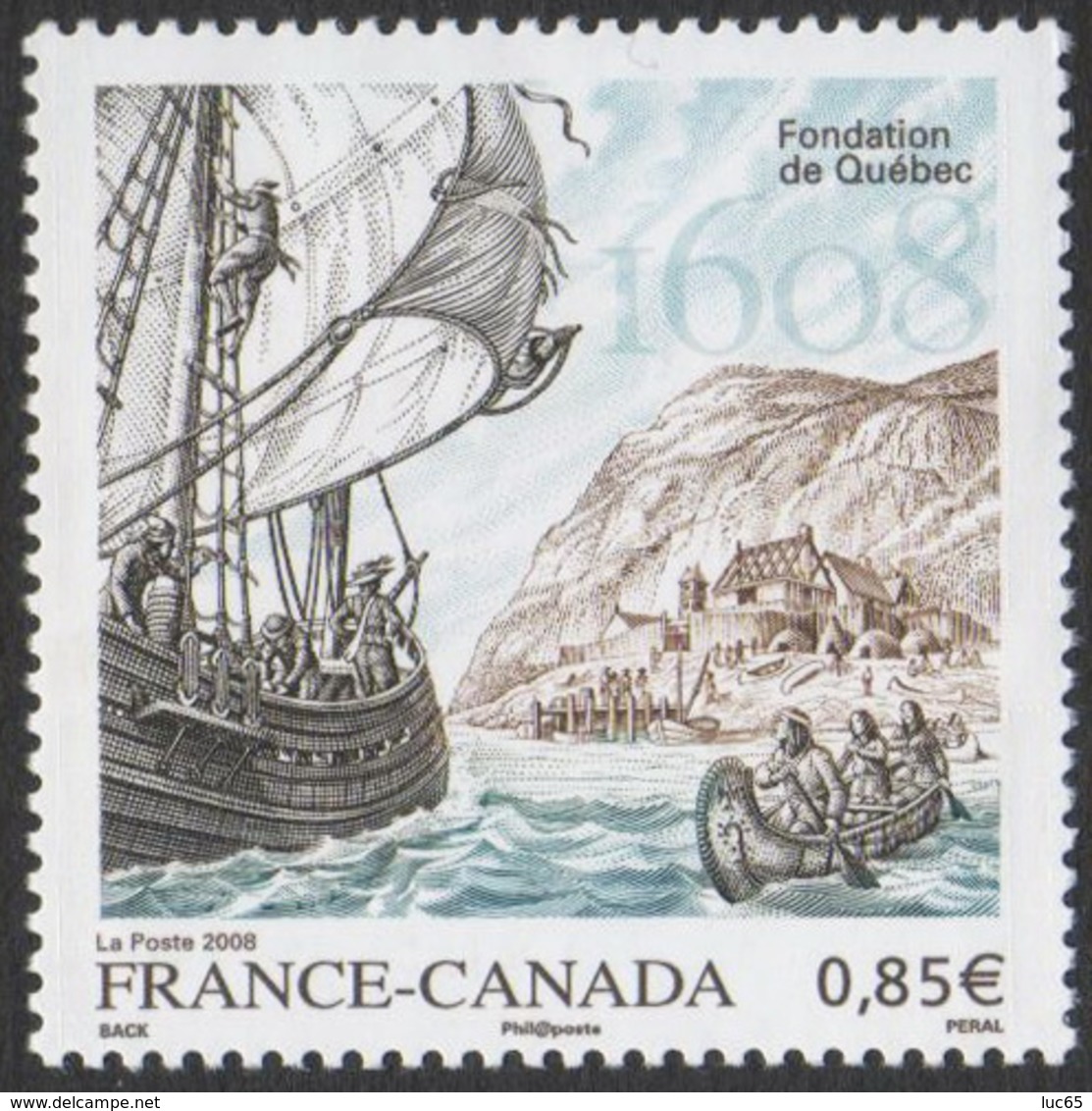 France Neuf Sans Charnière 2008 Fondation De La Ville De Québec Samuel De Champlain YT 4182 - Neufs