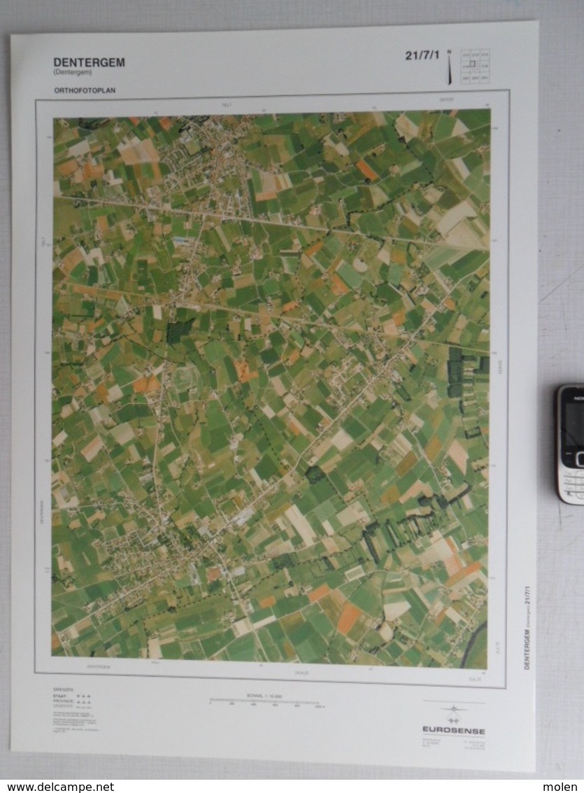 GROTE LUCHT-FOTO DENTERGEM WONTERGEM AARSELE In 1990 48x67cm KAART 1/10000 ORTHOFOTOPLAN TOPOGRAPHIE PHOTO AERIENNE R707 - Dentergem