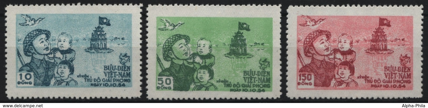 Vietnam 1955 - Mi-Nr. 23-25 (*) - Ohne Gummi Verausgabt - Befreiung Hanoi - Vietnam