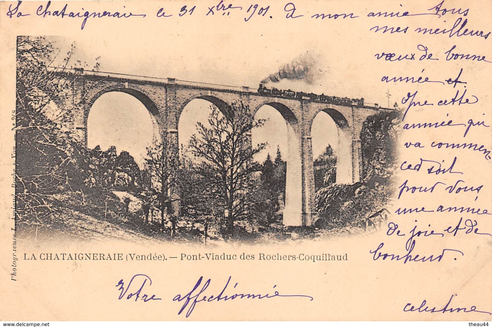 ¤¤   -  LA CHATAIGNERAIE   -  Pont-Viaduc Des Rochers Coquillaud En 1901  -  Train , Chemin De Fer   -  ¤¤ - La Chataigneraie