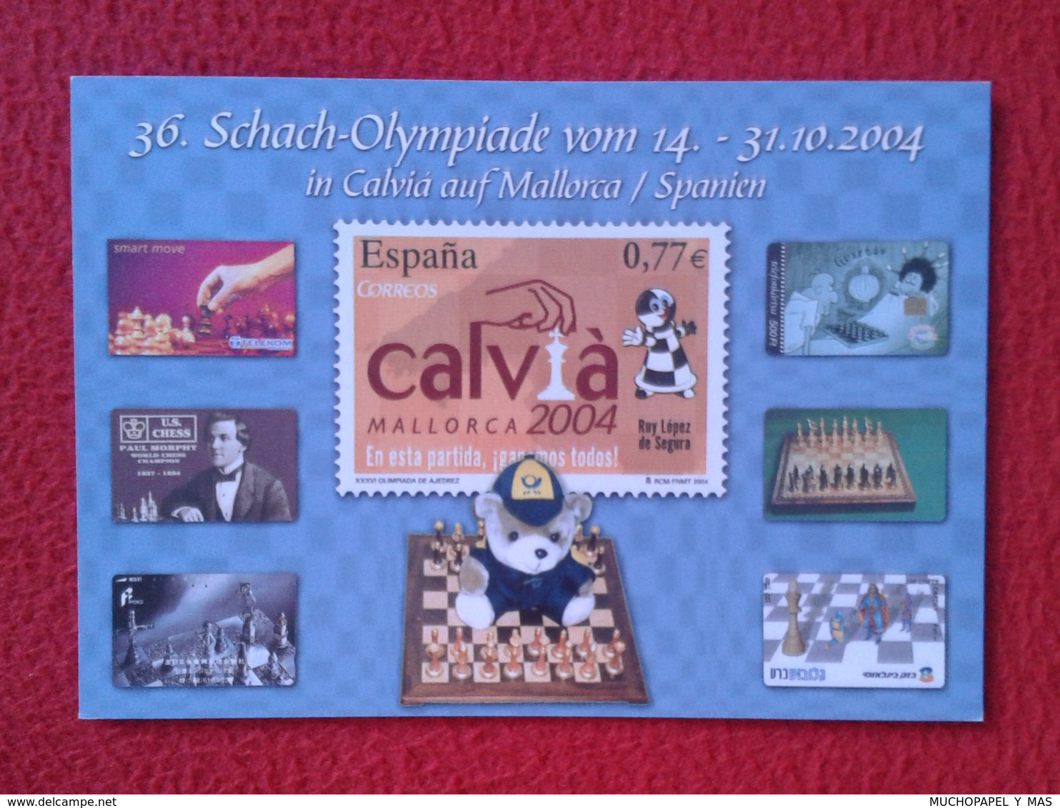 POSTAL POST CARD DE AJEDREZ CHESS Échecs SCHACH XADREZ OLYMPIADE 2004 CALVIÁ MALLORCA SPANIEN SPAIN OLIMPIADA VER FOTOS - Otros & Sin Clasificación