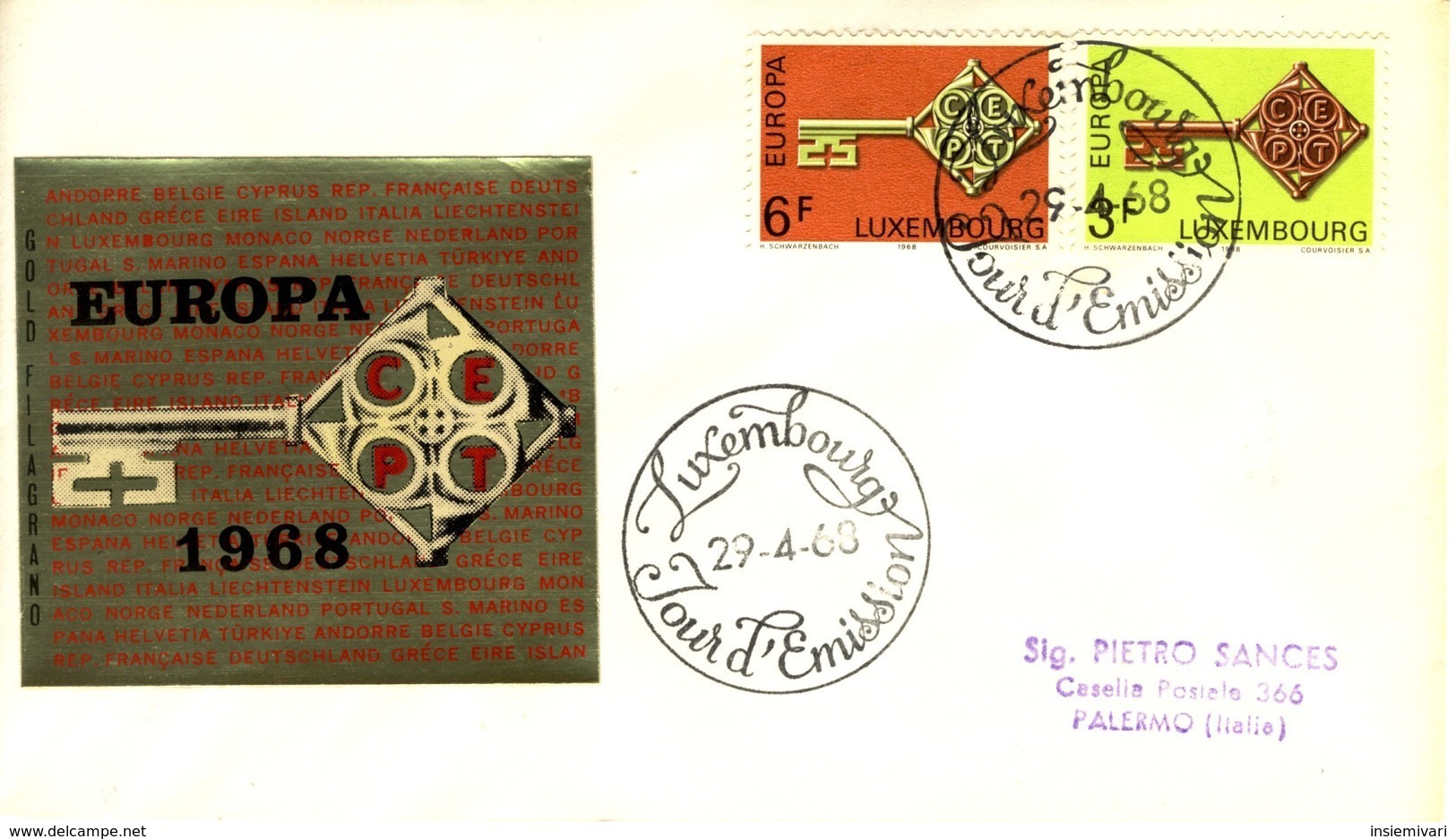 *1968 - LUSSEMBURGO - EUROPA - BUSTA FDC.+3 - FDC