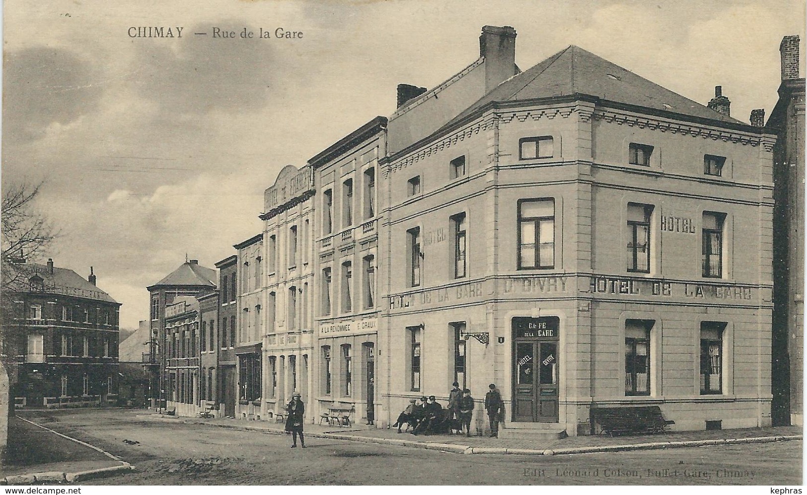 CHIMAY : Rue De La Gare - CPA PEU COURANTE - Cachet De La Poste 1927 - Edit. Léonard Colson, Buffet Gare, Chimay - Chimay