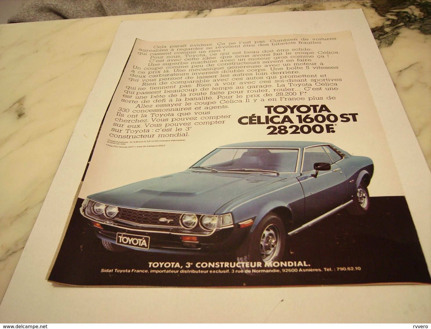 ANCIENNE PUBLICITE  VOITURE TOYOTA CELICA  1977 - Cars