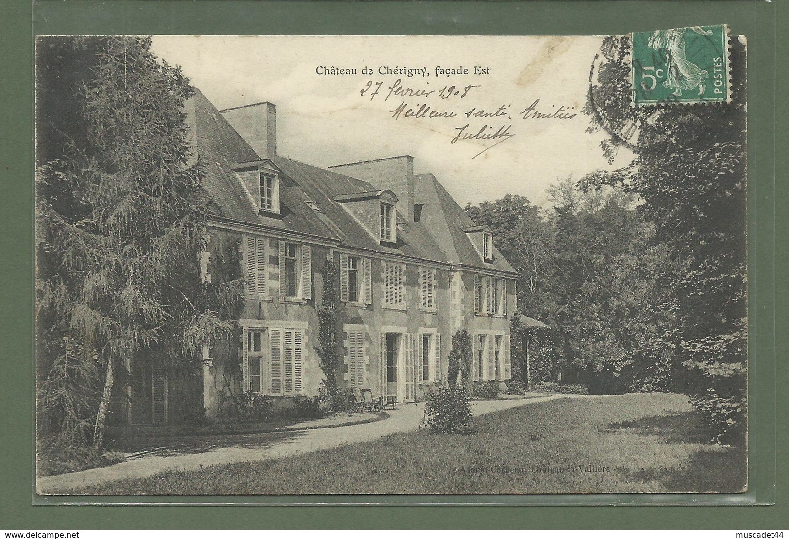 CARTE POSTALE SARTHE 72 CHENU CHATEAU DE CHERIGNY FACADE EST - Autres & Non Classés