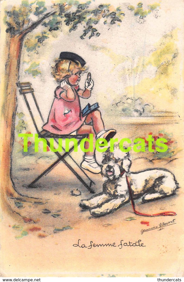 CPA ILLUSTRATEUR GERMAINE BOURET CHIEN FILLE  ARTIST SIGNED GIRL DOG CANICHE POODLE - Bouret, Germaine