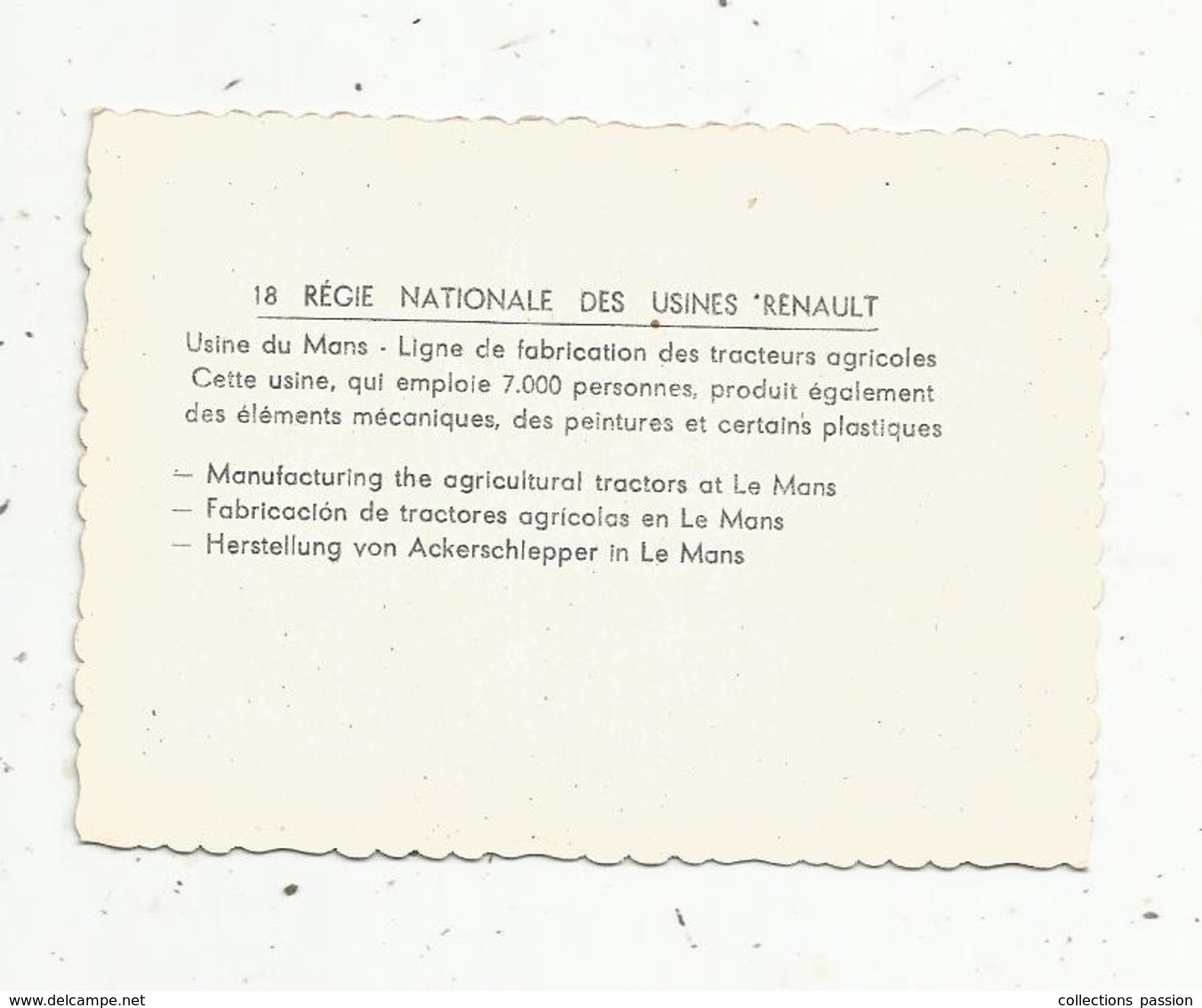 Photographie , 90 X 60 Mm, Régie Nationale Des Usines RENAULT ,usine Du MANS,ligne De Fab. TRACTEURS , 2 Scans - Automobiles