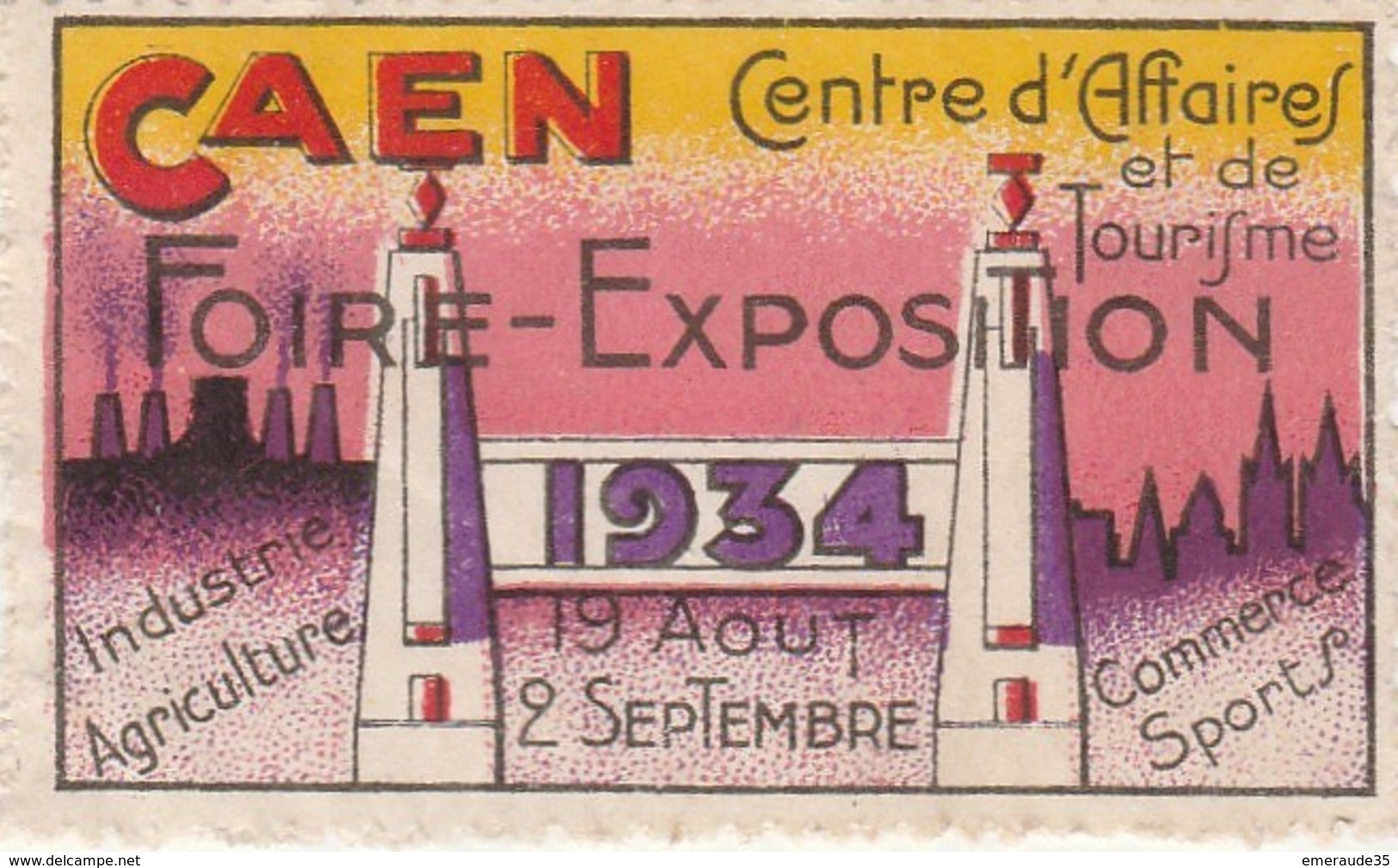 CAEN Centre D'affaires Et De Tourisme Foire Exposition 1934 - Tourism (Labels)