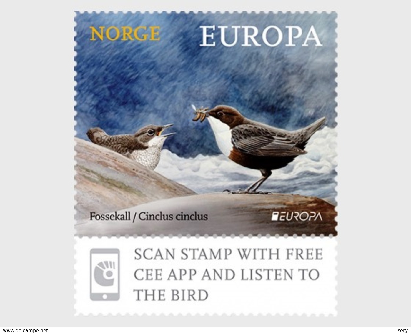 Norway 2019 1 V MNH White-throated Dipper Norway’s National Bird Birds Oiseau Oiseaux - Moineaux