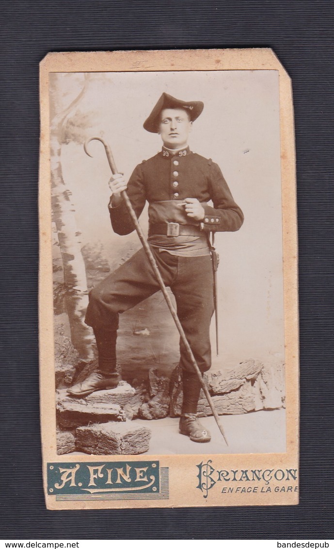 Photo Originale Cdv A. Fine Briancon  Portrait Militaire Chasseur Alpin  99 99è Regiment D' Infanterie Alpine - Guerre, Militaire