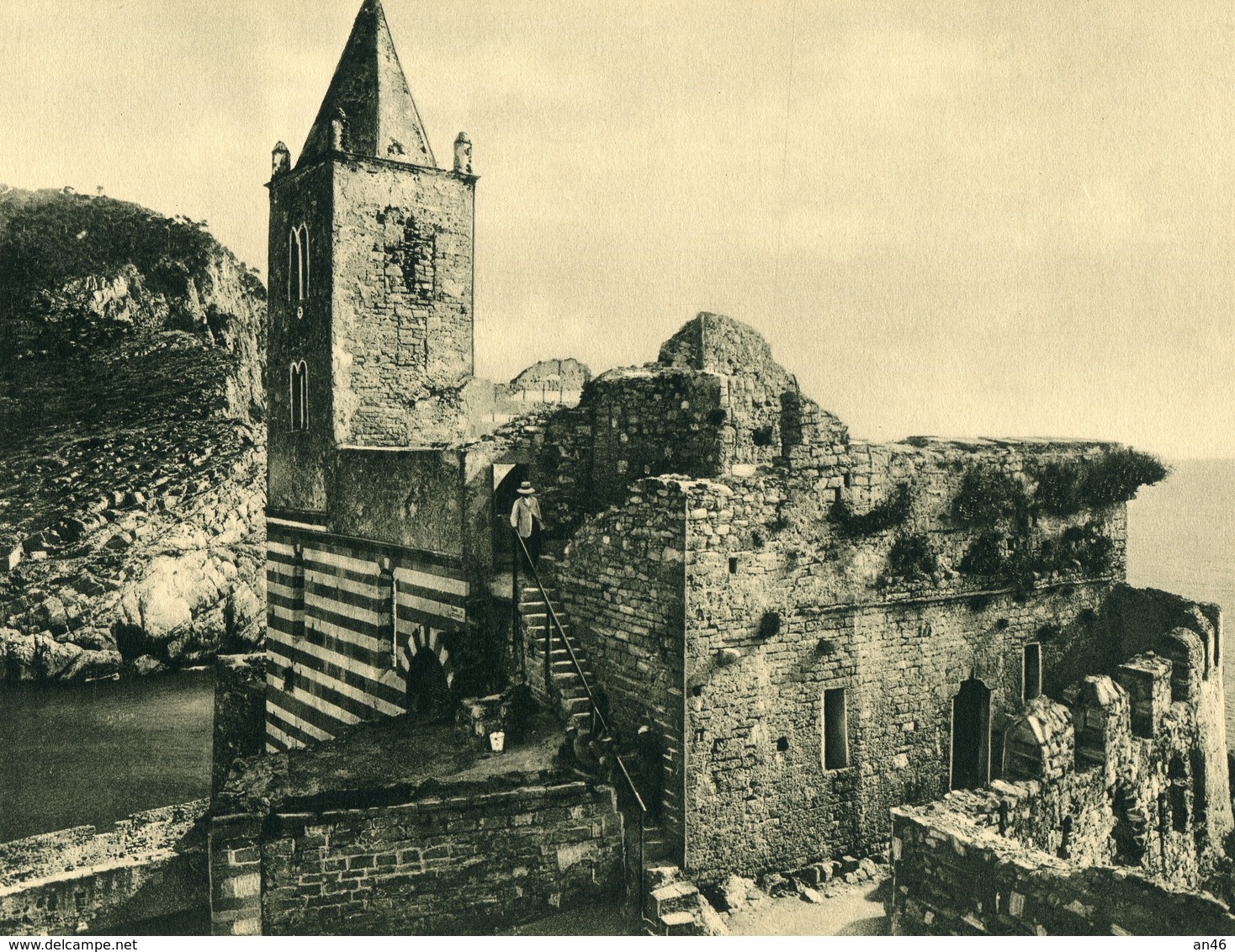 Tavola Del 1931 Su Cartoncino Rigido Di"Portovenere"Spezia-Chiesa Di S.Pietro-Integra E Bella Anche Da Incorniciare-Vedi - Publicités