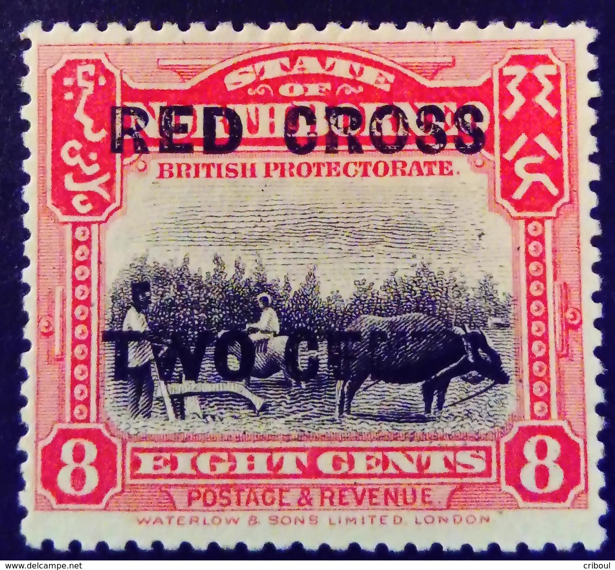 Borneo 1918 Animal Buffle Buffalo Surchargé Overprinted RED CROSS TWO CENTS Yvert 172 * MH - Nordborneo (...-1963)