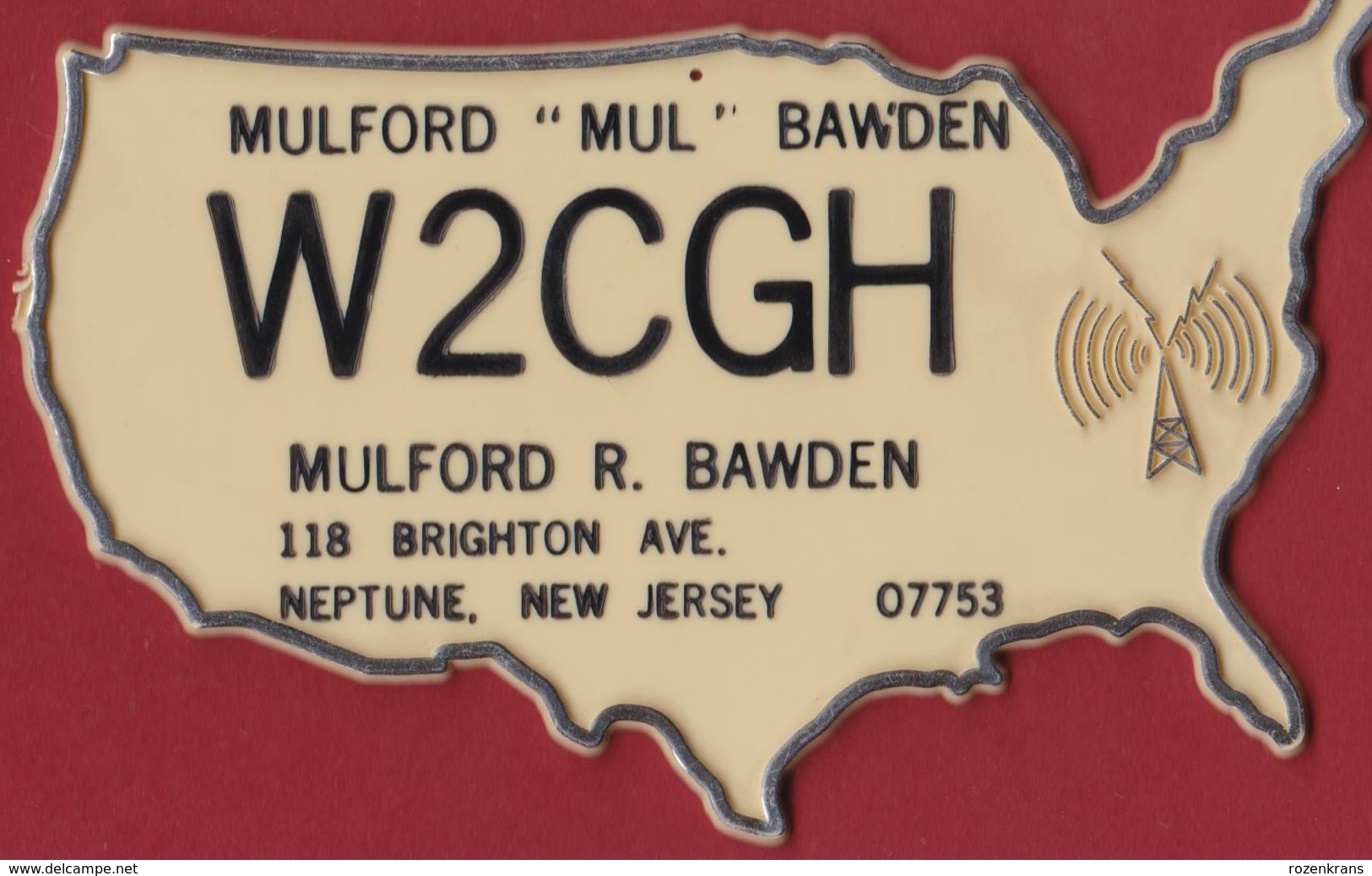Very Rare 'Plastic' QSL Card Amateur Radio Funkkarte Mulford Mul Bawden Neptune New Jersey US USA 1976 - Amateurfunk