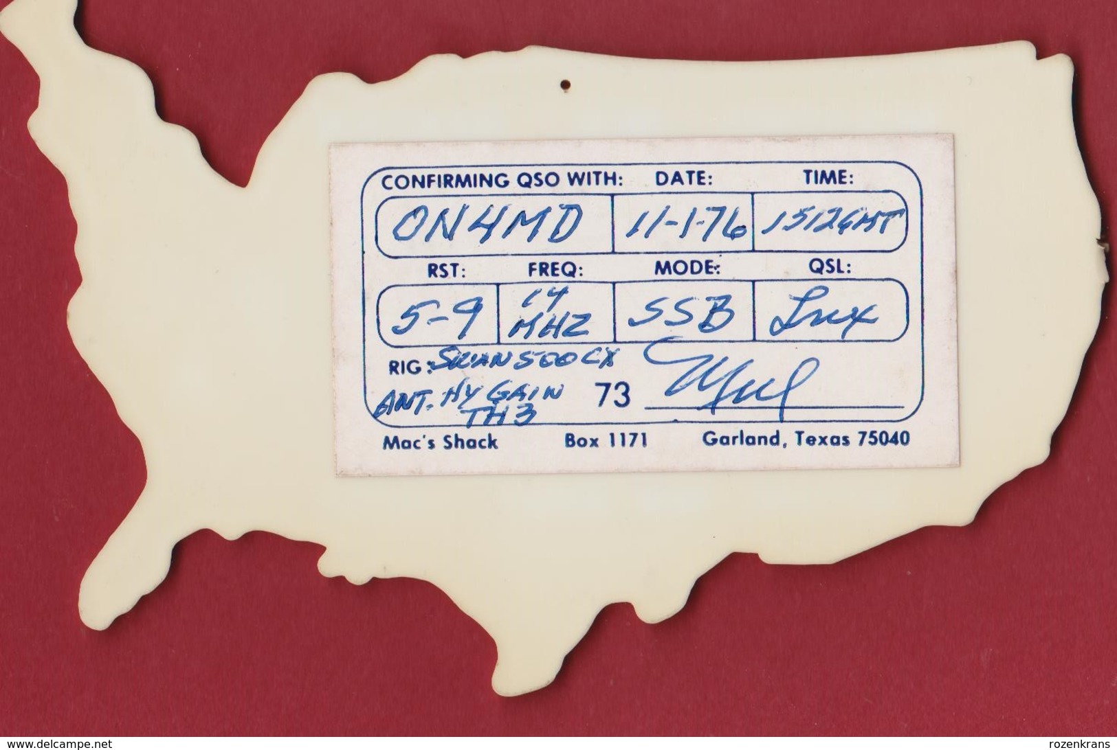 Very Rare 'Plastic' QSL Card Amateur Radio Funkkarte Mulford Mul Bawden Neptune New Jersey US USA 1976 - Radio Amateur