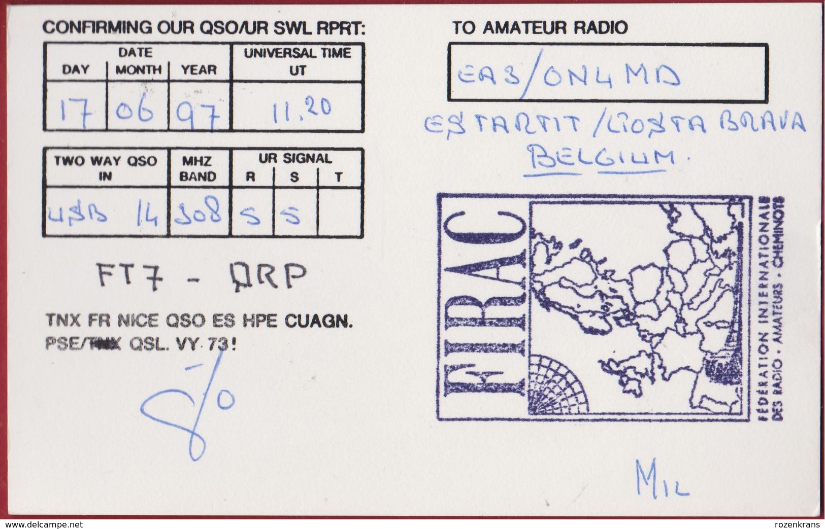 QSL Card Amateur Radio Funkkarte Gerardmer Trein Train 1997 Heerlen Holland Nederland Estartit Costa Brava - Amateurfunk