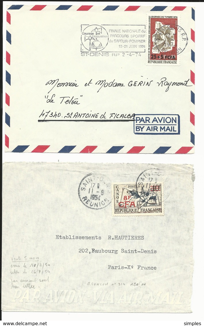 Réunion - magnifique lot de 31 lettres période CFA (tarifs, timbres, affranchissements, oblitérations.......)  16 scans