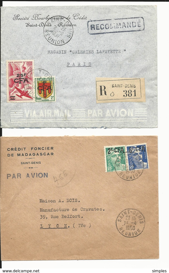 Réunion - magnifique lot de 31 lettres période CFA (tarifs, timbres, affranchissements, oblitérations.......)  16 scans