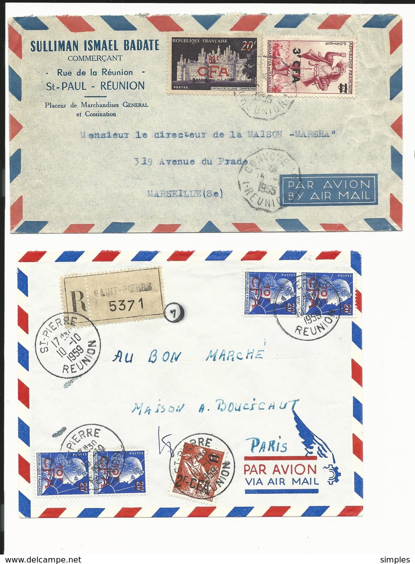 Réunion - magnifique lot de 31 lettres période CFA (tarifs, timbres, affranchissements, oblitérations.......)  16 scans