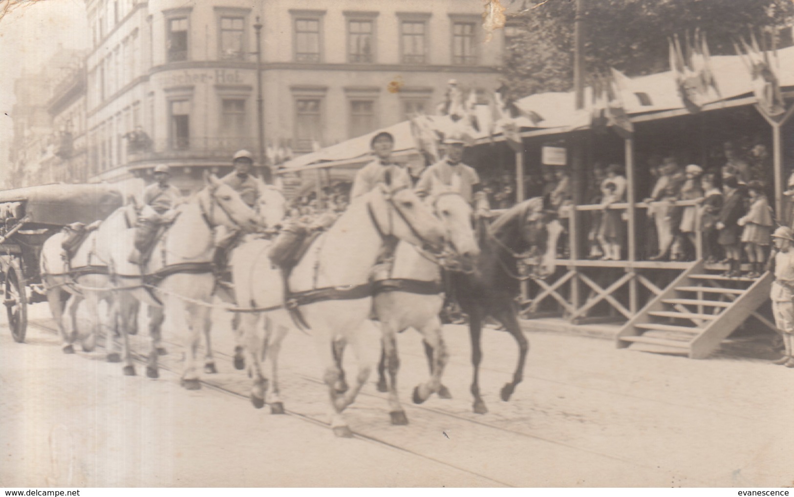 MAYENCE / CARTE PHOTO  DEFILE MILITAIRE ( Petite Coupure Bord Haut )  ///   REF  JUIN .19   // REF N° 9011 - Mayen