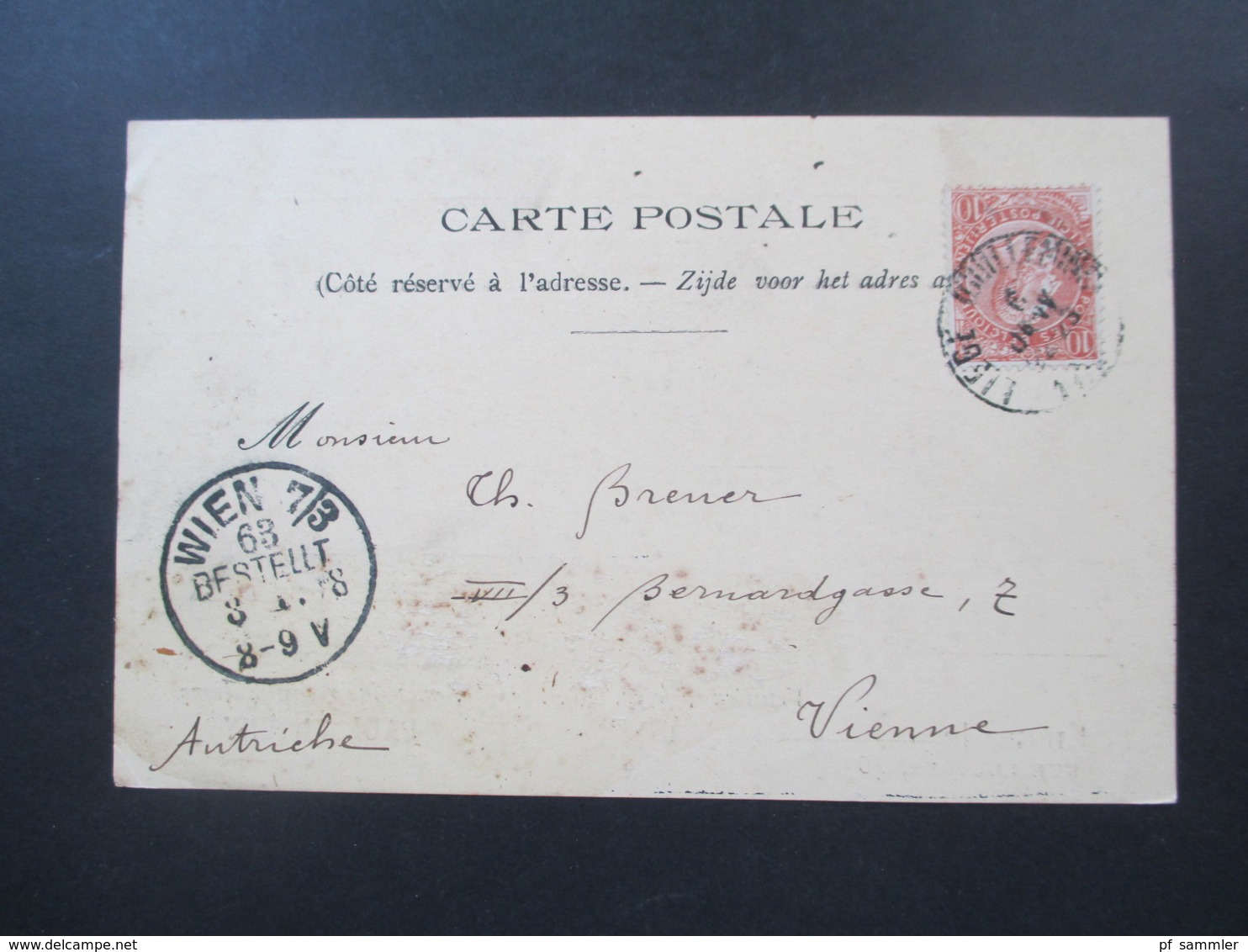 Belgien 1898 Postkarte Paul Antony Liege Nach Wien Gesendet! Firmenkarte - 1893-1900 Barbas Cortas