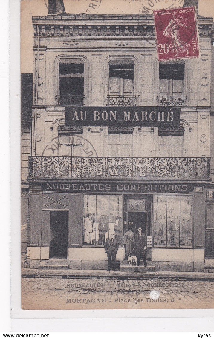 RARE  (61) MORTAGNE . Place Des Halles . Magasin "AU BON MARCHE " Nouveautés Confections Maison GATE (Beau Plan) - Mortagne Au Perche