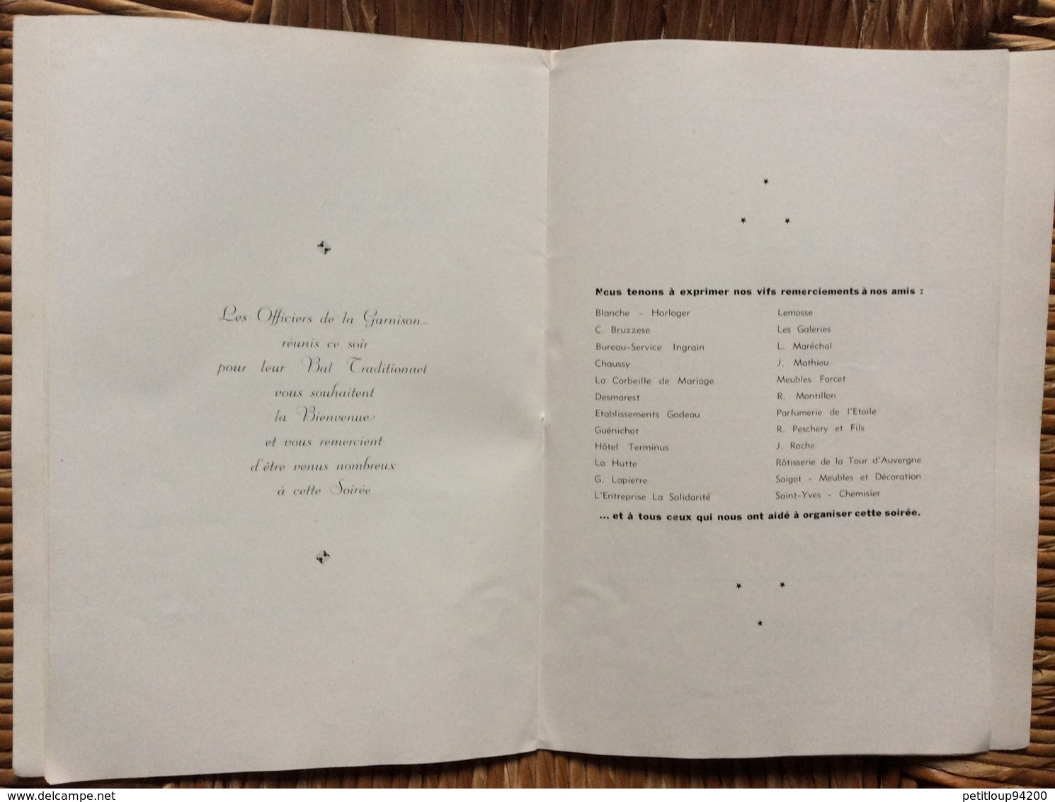 PROGRAMME  ÉCOLE D’APPLICATION DES TRANSMISSIONS  EAT  Bal des Officiers  SAINT-GABRIEL 1960  Montargis