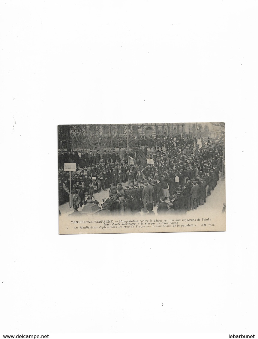 Carte Postale Ancienne 1911 Manifestation Des Vignerons à Troyes N°7 - Troyes