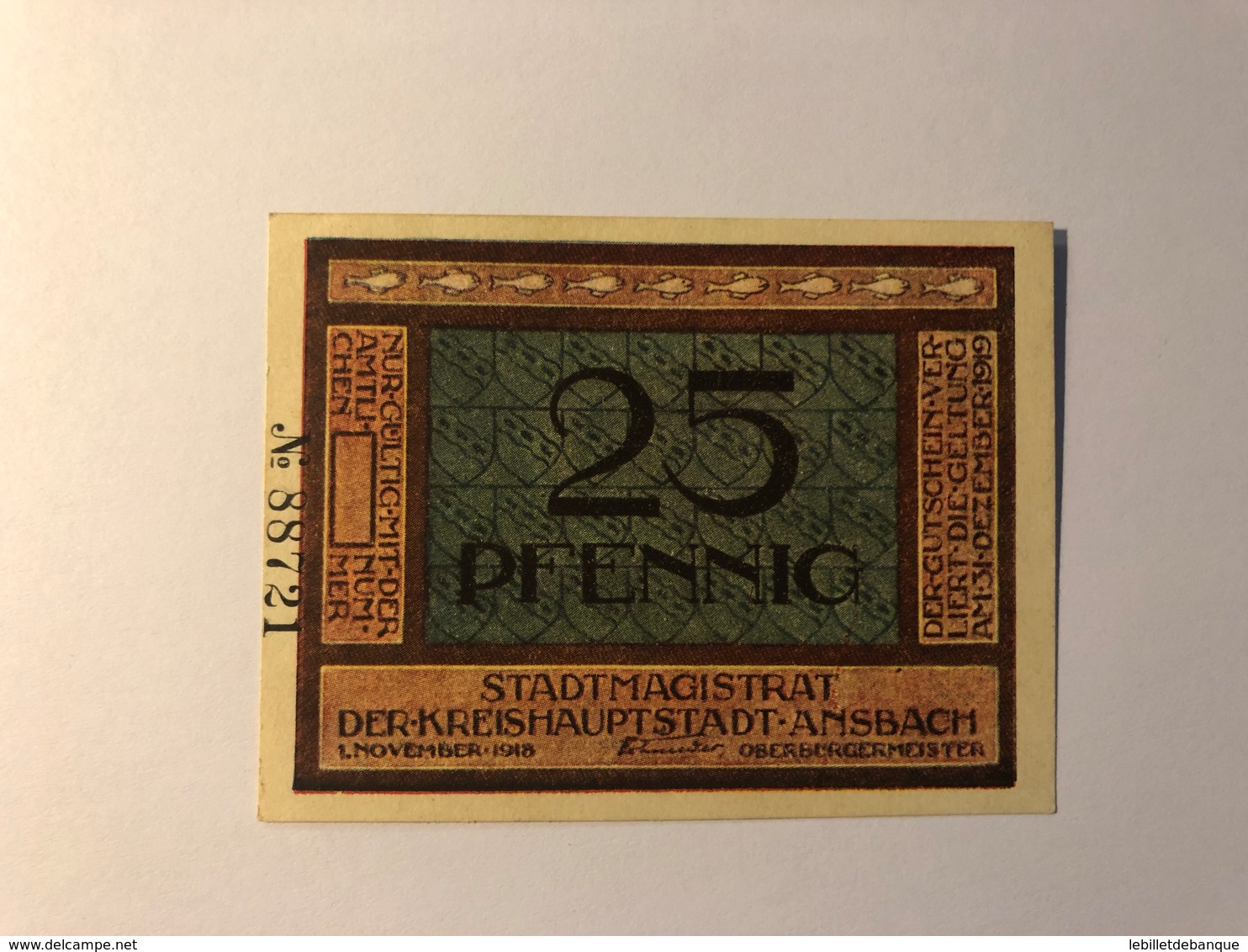 Allemagne Notgeld Ansbach 25 Pfennig - Collections