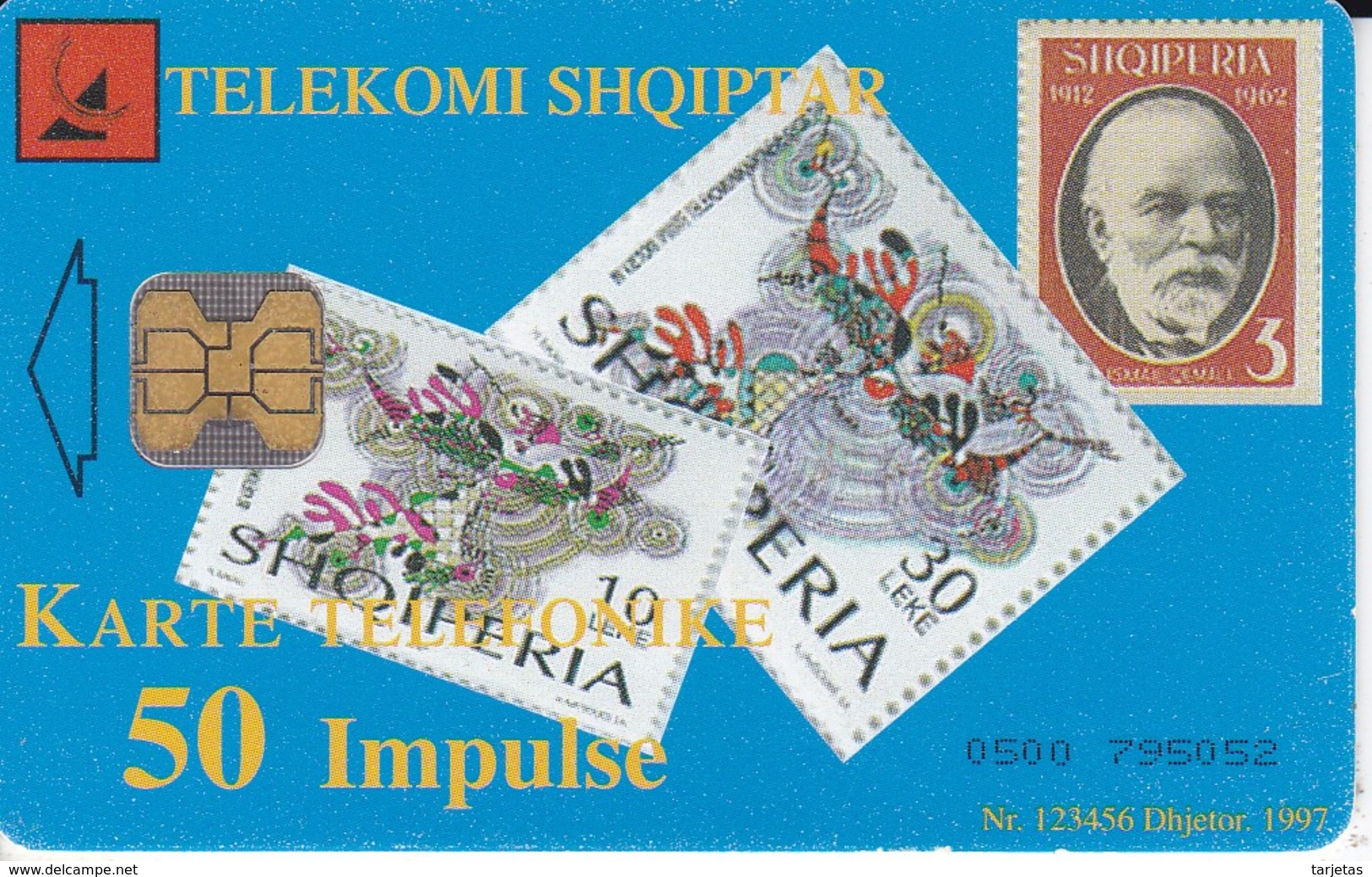 TARJETA DE ALBANIA CON UNOS SELLOS   (STAMP-SELLO) - Francobolli & Monete