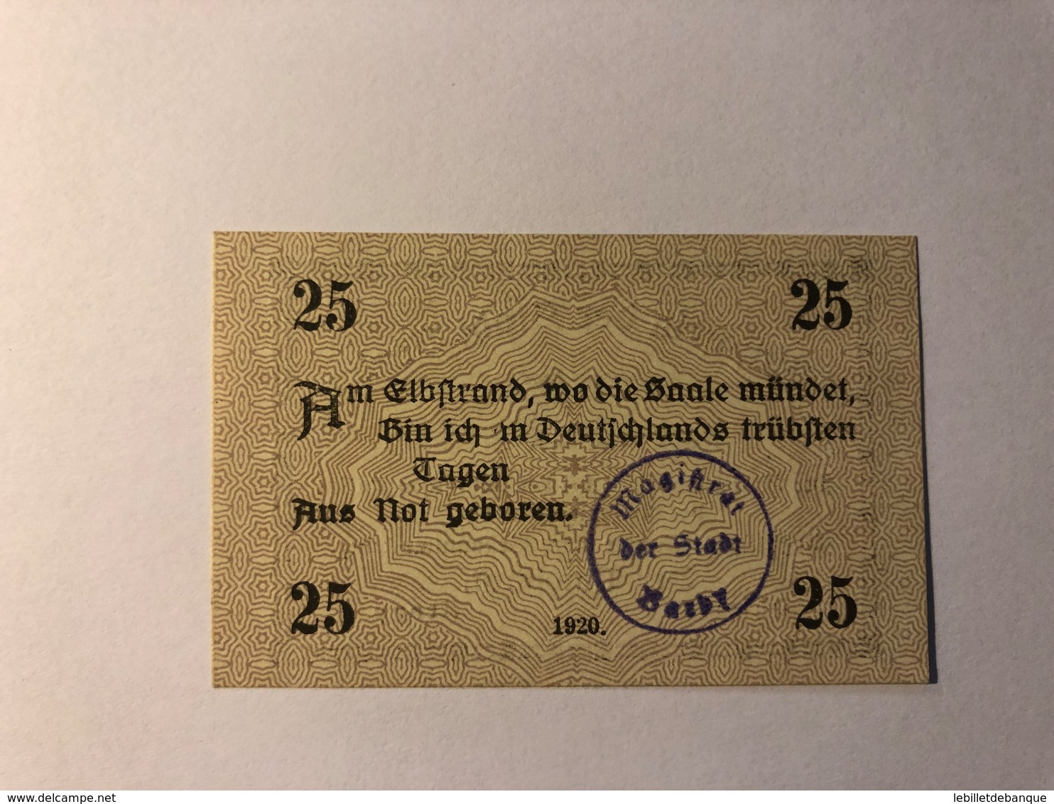 Allemagne Notgeld Barby 25 Pfennig - Collections