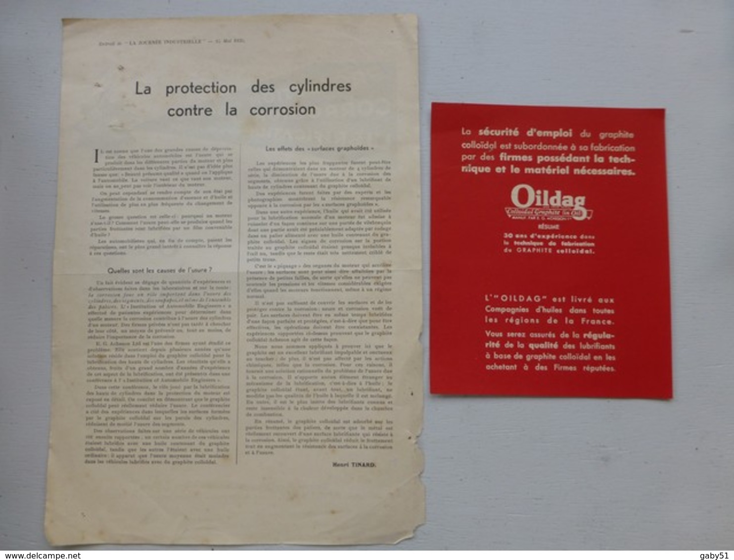 Automobile, OILDAG Protection Des Cylindres (graphite) Lot De 2 Docs 1935  ; PAP02 - Advertising