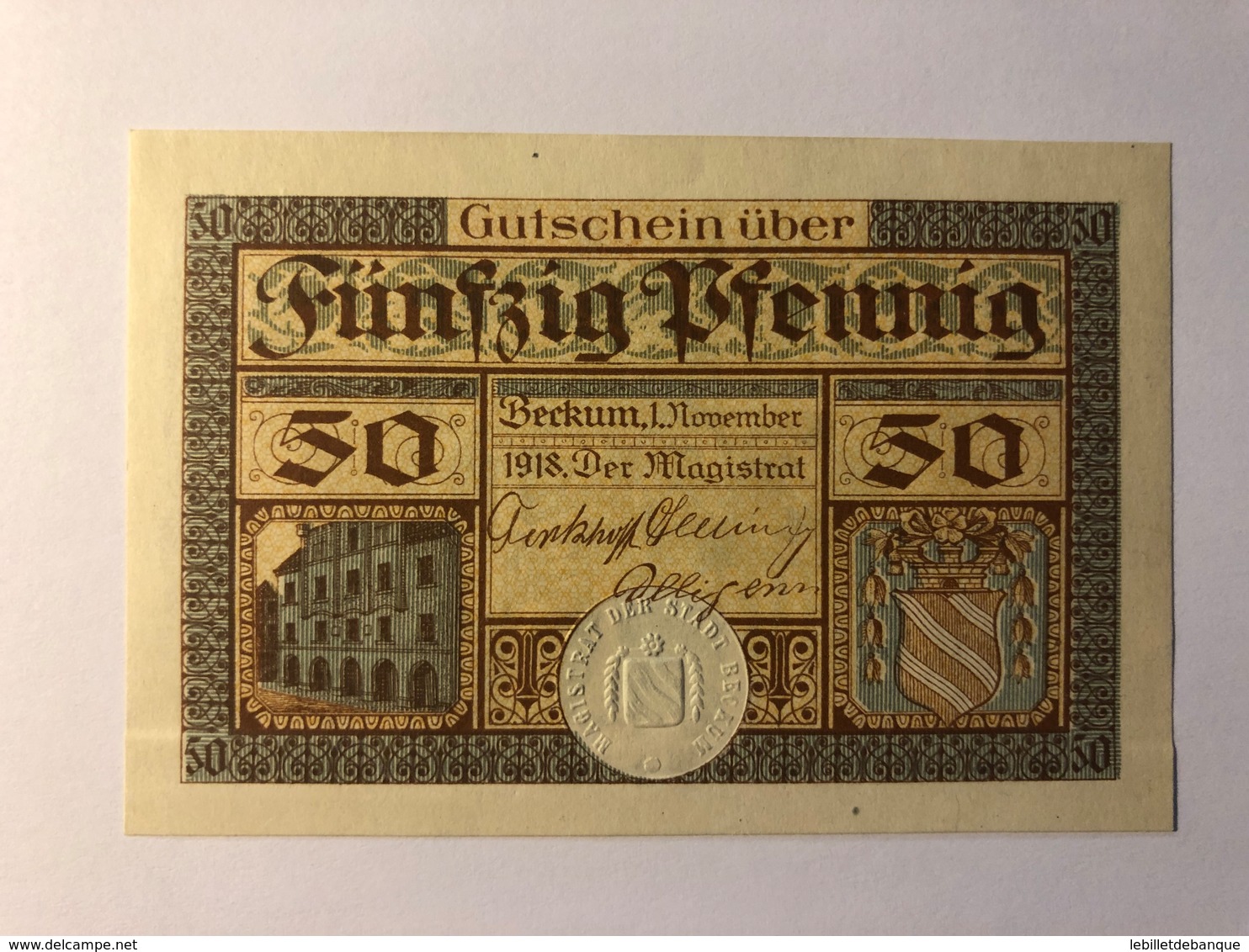 Allemagne Notgeld Beckum 50 Pfennig - Collections