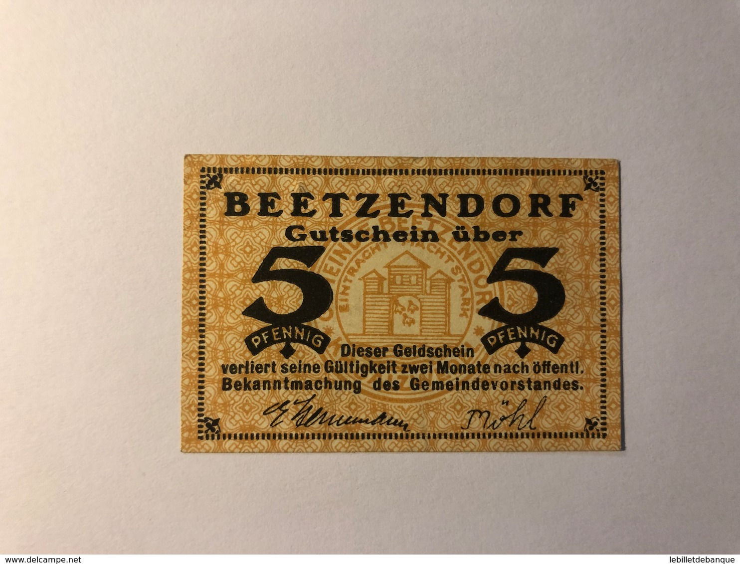 Allemagne Notgeld Beetzendorf 5 Pfennig - Collections