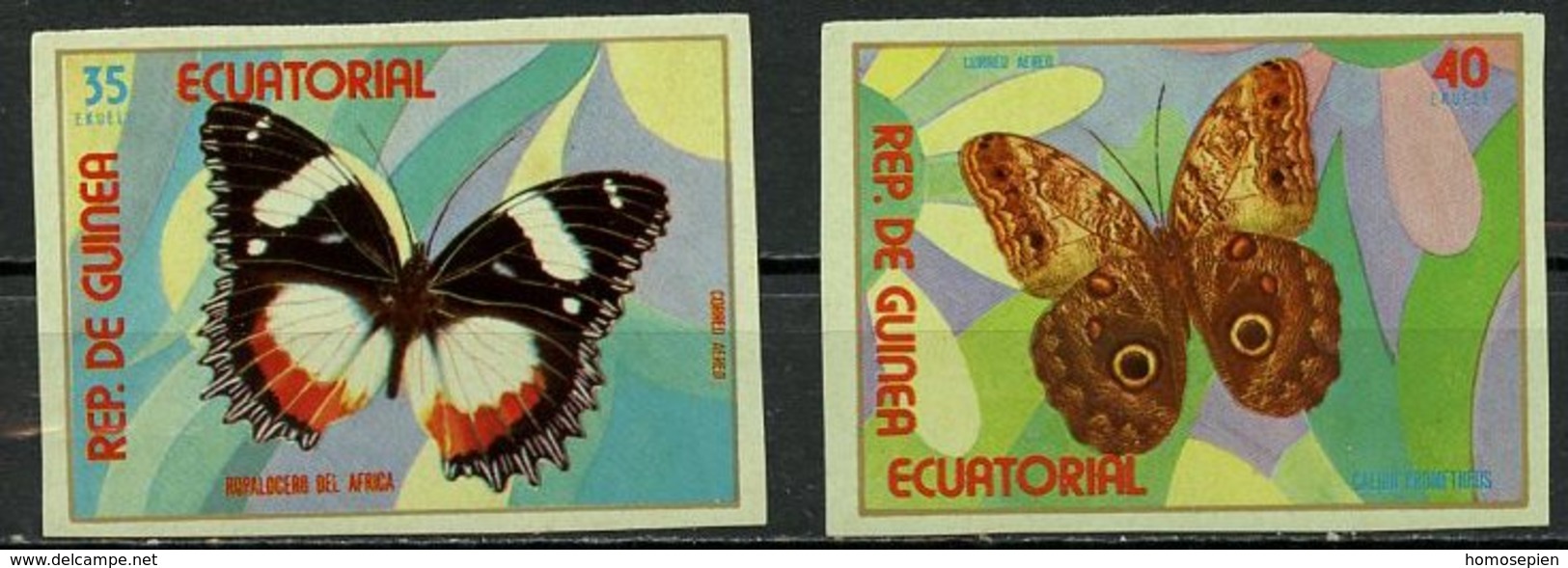 Guinée équatoriale - Guinea Poste Aérienne 1977 Y&T N°PA88 - Michel N°F1030 à 1031 *** - Papillons - Série Non Dentelé - Guinée Equatoriale