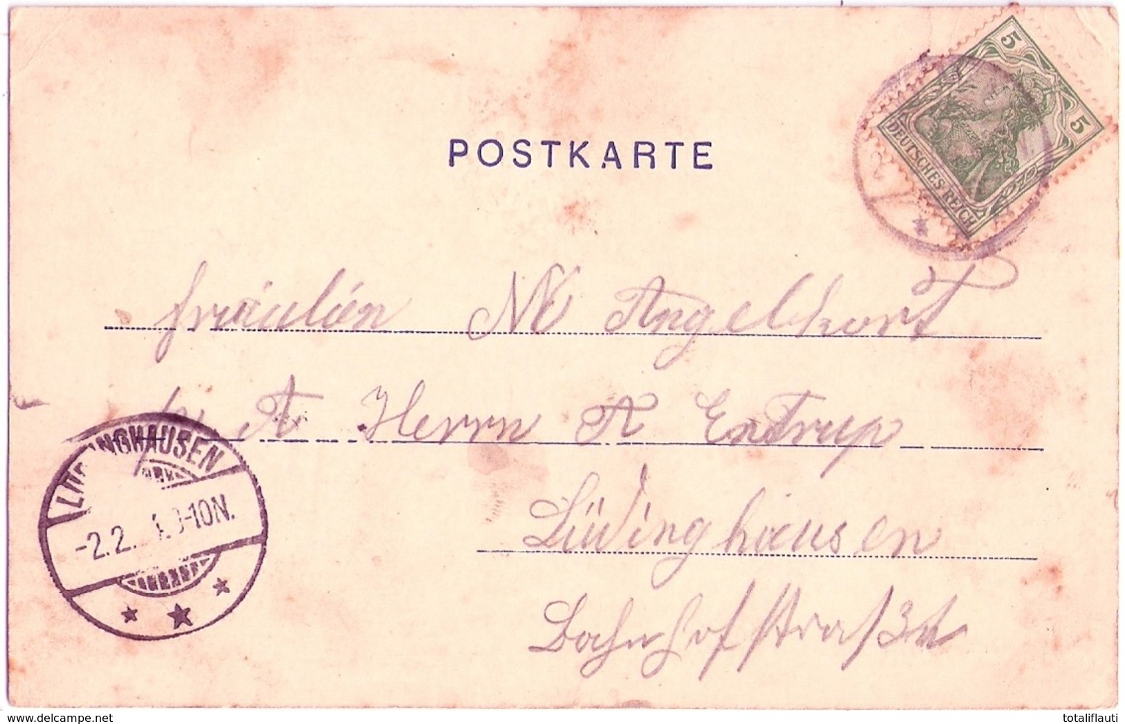 Gruss Aus DÜLMEN Kr Coesfeld Color Strassenscene Belebt Dienstmädchen 2.2.1900 ? Gelaufen Briefmarkensprache - Dülmen