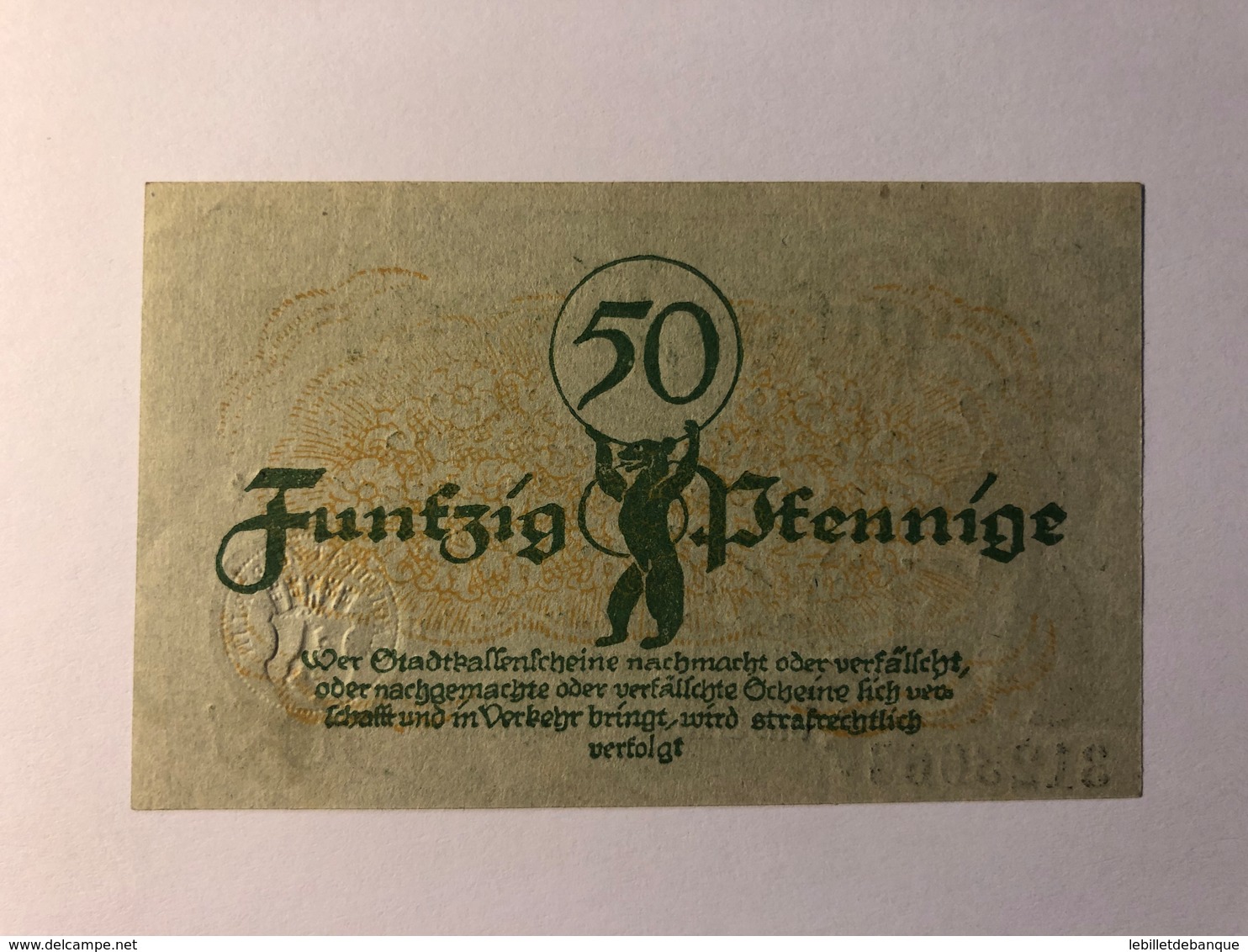 Allemagne Notgeld Berlin 50 Pfennig - Collezioni