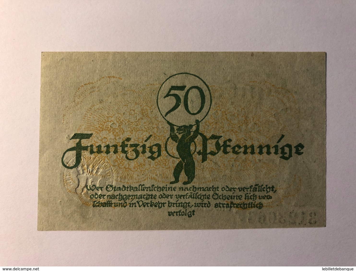 Allemagne Notgeld Berlin 50 Pfennig - Collections