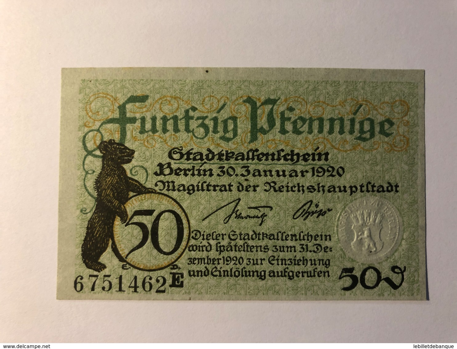 Allemagne Notgeld Berlin 50 Pfennig - Verzamelingen