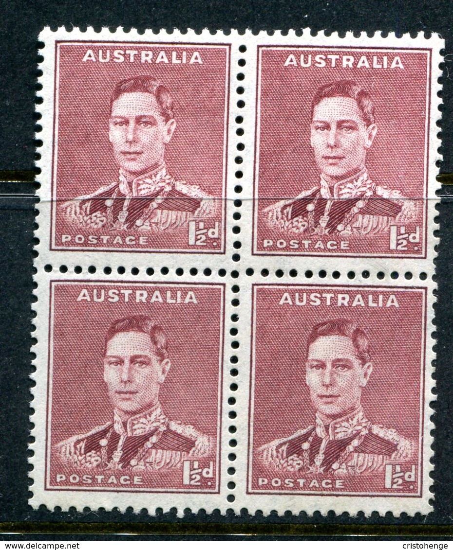 Australia 1937-49 KGVI Definitives (p.13½ X 14) - 1½d King George VI Block Of 4 MNH (SG 166) - Mint Stamps