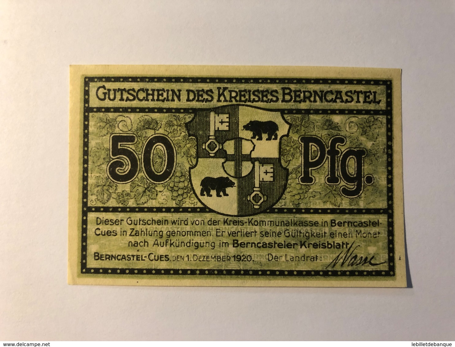 Allemagne Notgeld Berncastel 50 Pfennig - Collections