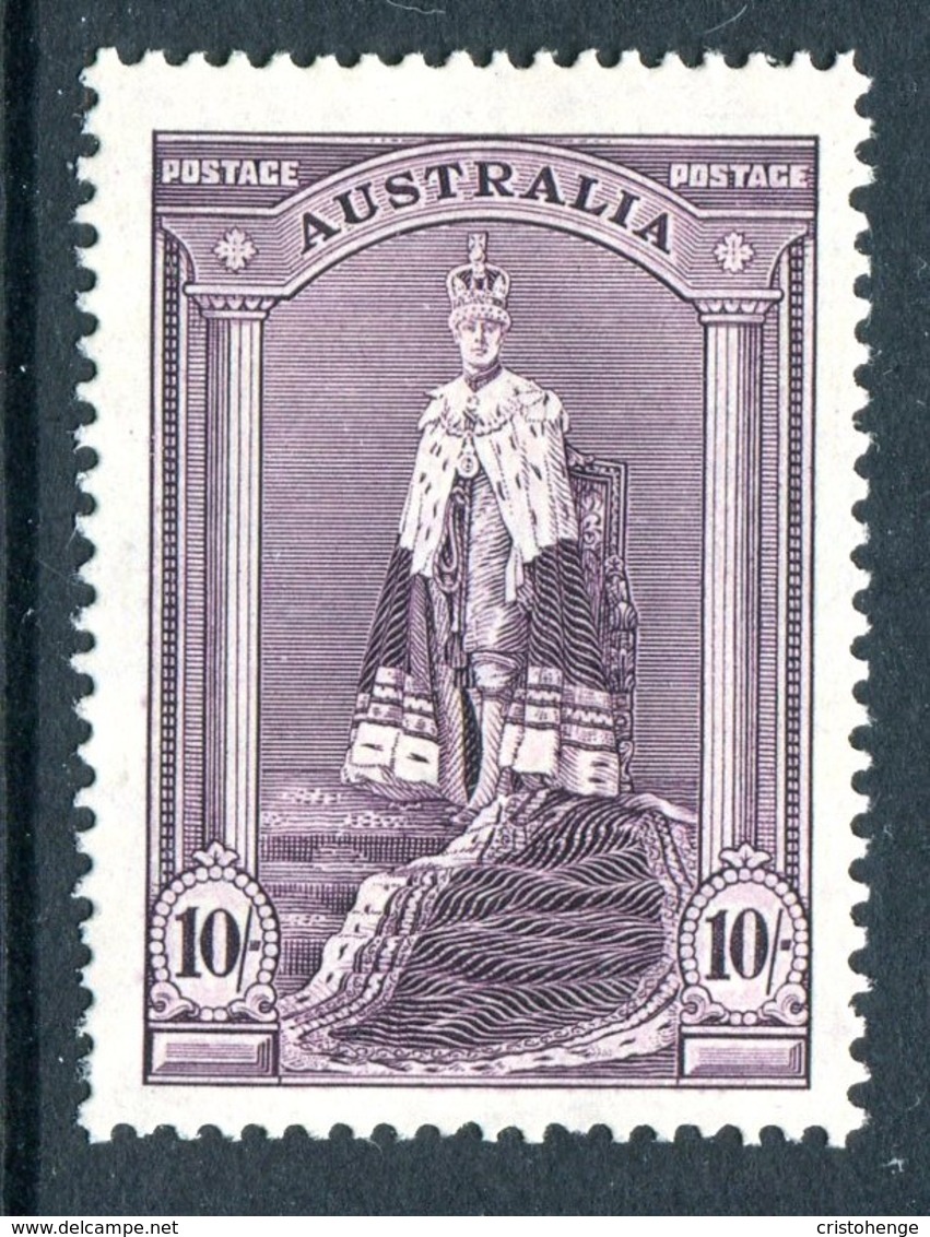 Australia 1937-49 KGVI Definitives (p.13½) - 10/- King George VI HM (SG 177) - Mint Stamps