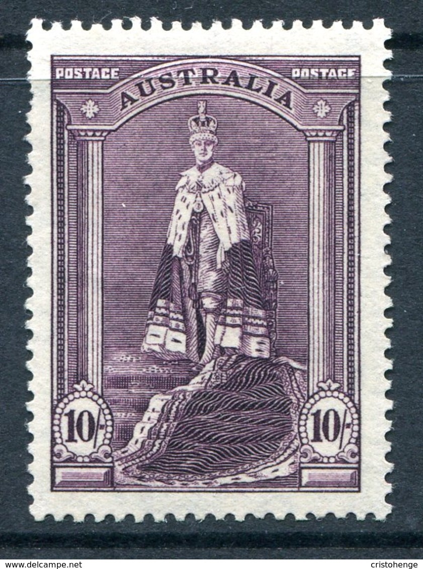 Australia 1937-49 KGVI Definitives (p.13½) - 10/- King George VI - Thin Paper - HM (SG 177a) - Mint Stamps
