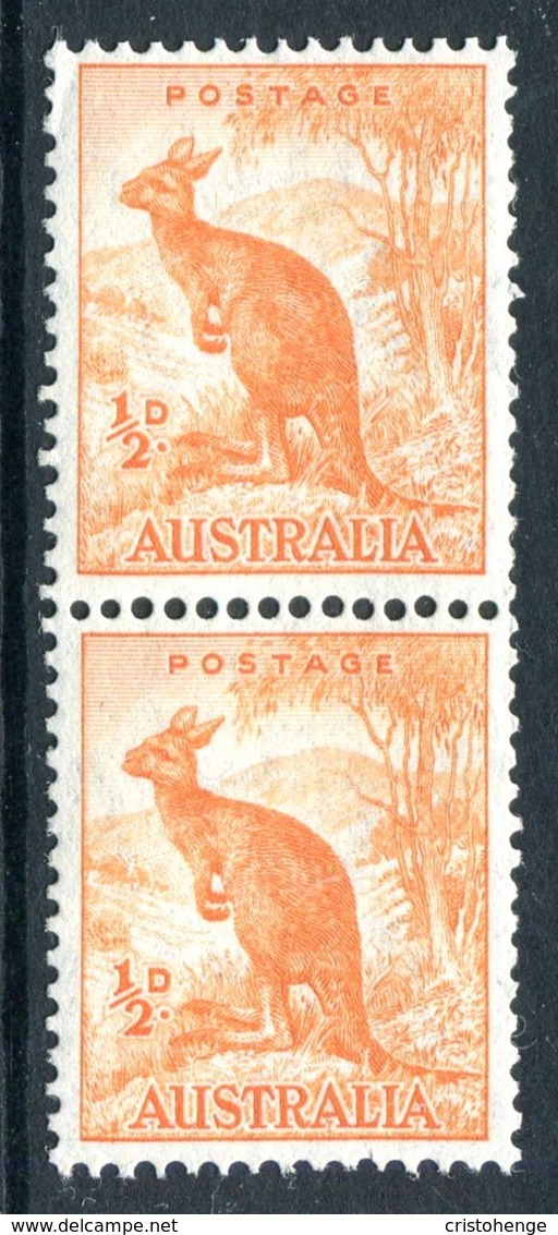 Australia 1937-49 KGVI Definitives (p.15 X 14) - ½d Kangaroo - Coil Pair - MNH (SG 179b) - Ongebruikt