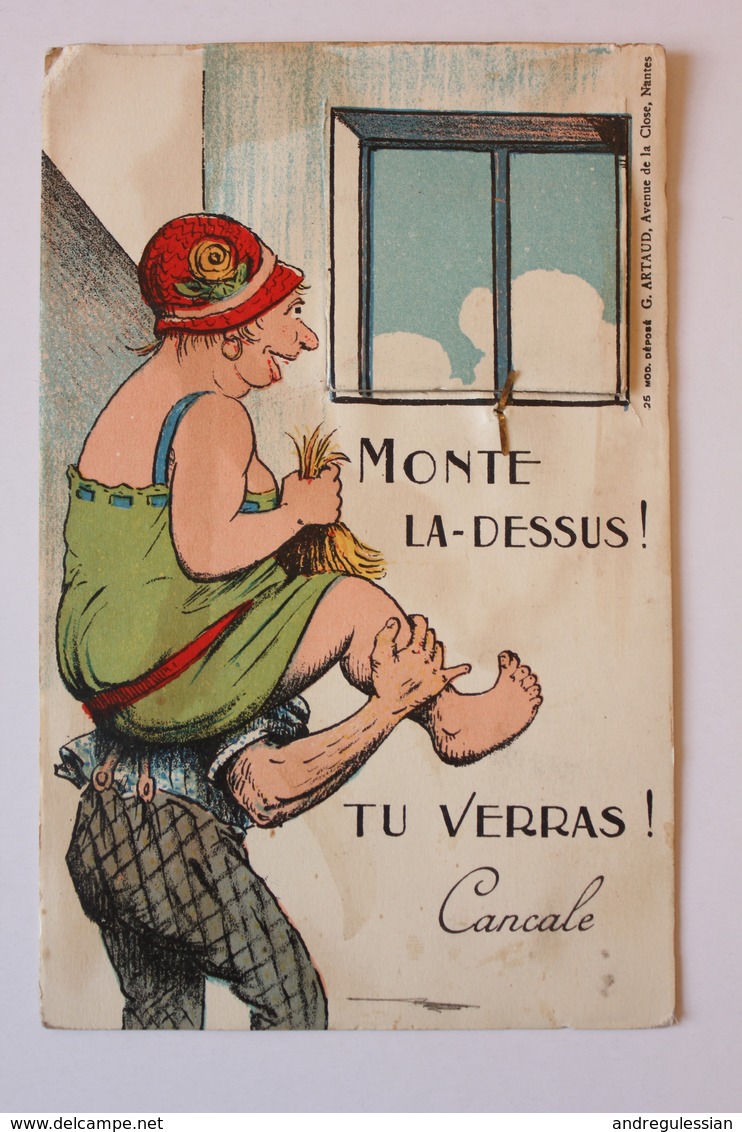 CPA - Carte à Système - MONTE LA-DESSUS TU VERRAS ! Cancale - Cartoline Con Meccanismi