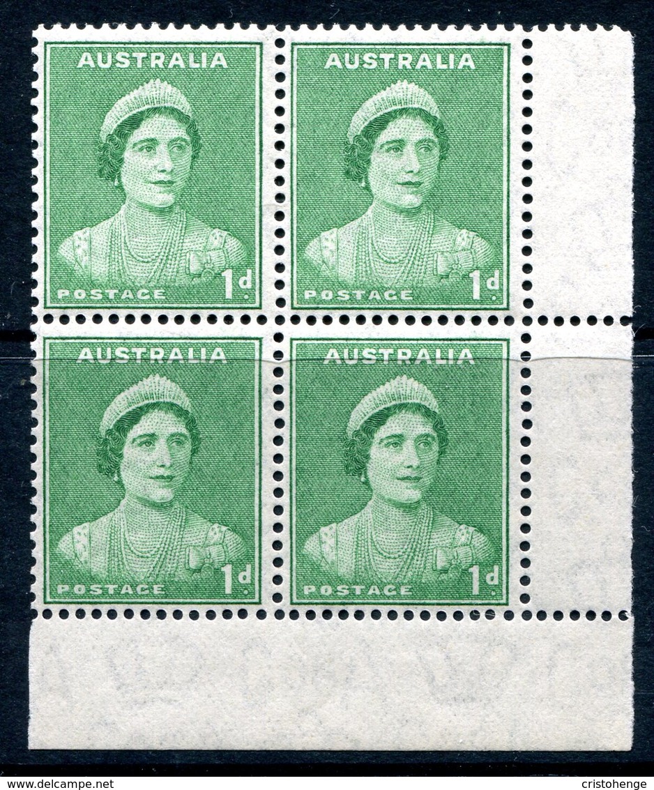 Australia 1937-49 KGVI Definitives (p.15 X 14) - 1d Queen Elizabeth - Block Of 4 MNH (SG 180) - Mint Stamps