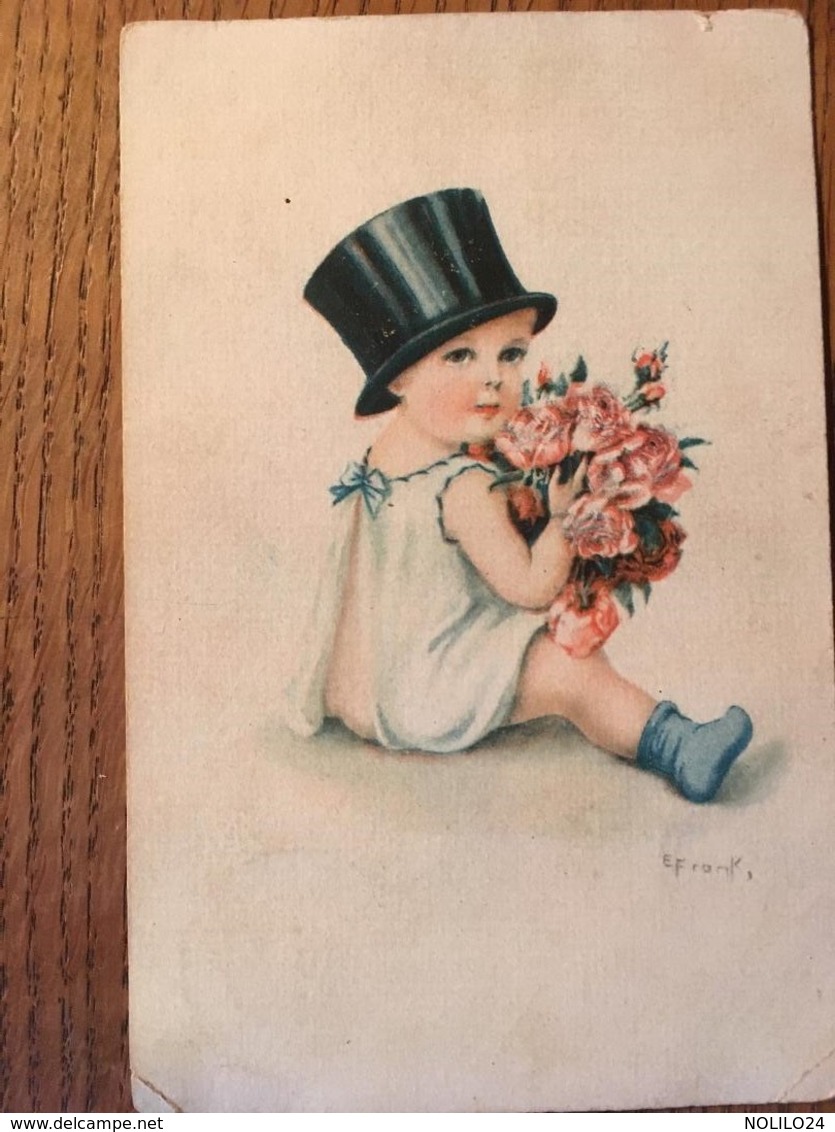 CPA, Illustrateur Elly FRANK,  Bébé Avec Chapeau Haut De Forme, écrite En 1929 Des Pays-Bas, Timbre - Frank, Elly