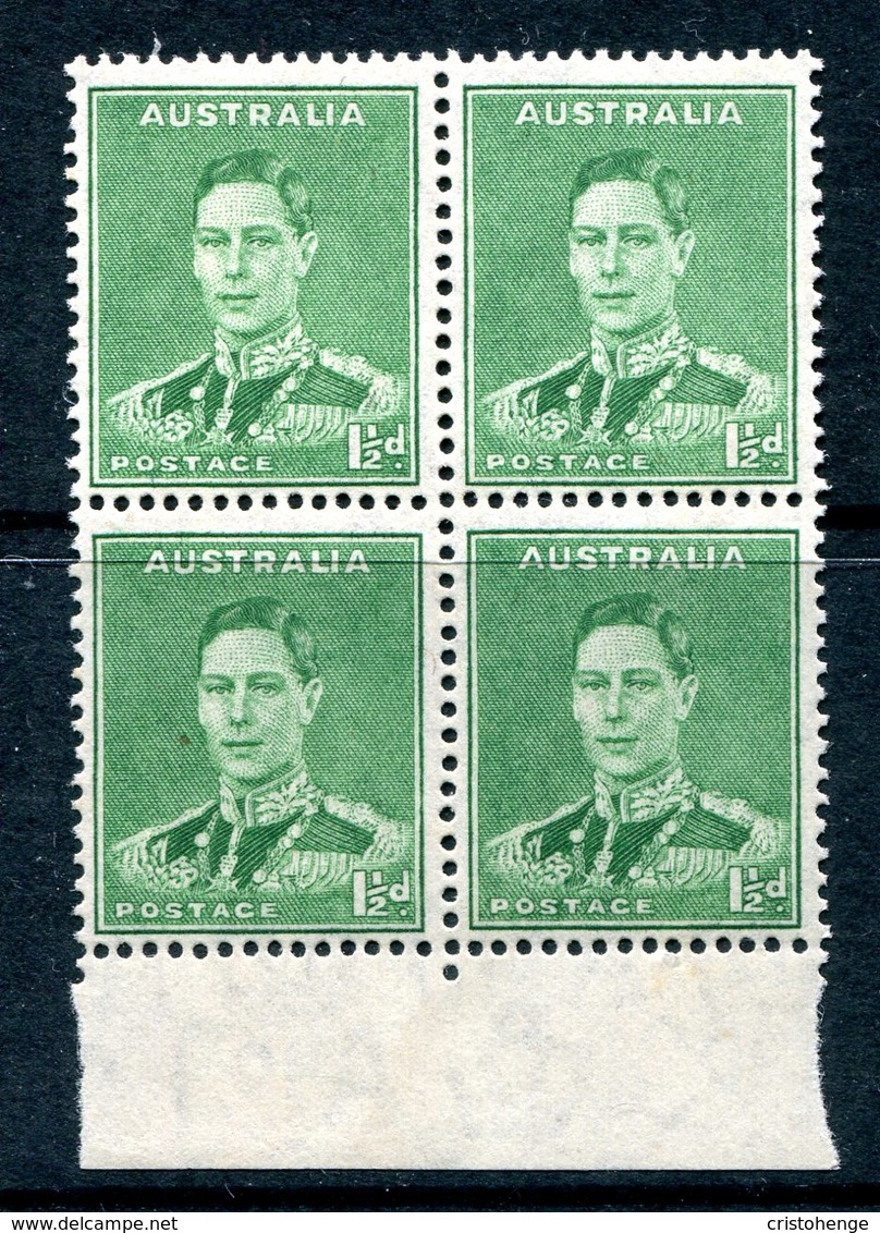 Australia 1937-49 KGVI Definitives (p.15 X 14) - 1½d King George VI Block Of 4 MNH (SG 183) - Neufs