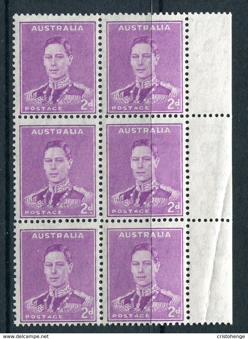 Australia 1937-49 KGVI Definitives (p.15 X 14) - 2d King George VI - Block Of 6 MNH (SG 185) - Mint Stamps